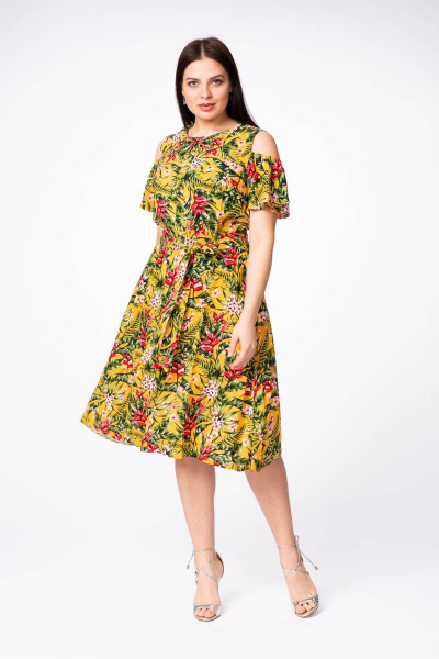 Платье, пояс Stilville 1647 горчица - фото 5