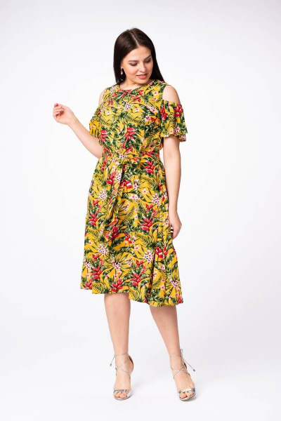Платье, пояс Stilville 1647 горчица - фото 4