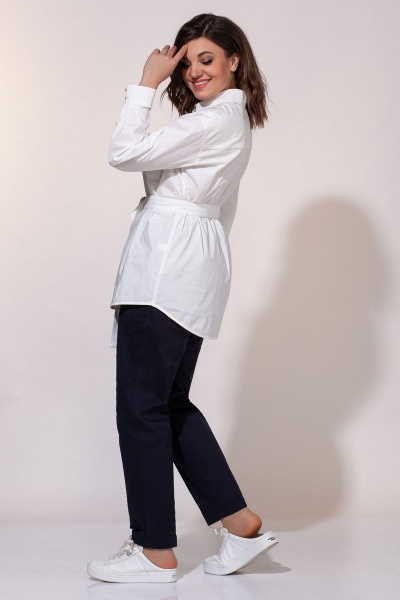Рубашка из хлопка свободного кроя с накладными карманами Anna Majewska 1422 белый - фото 2