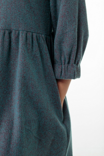 Платье свободного кроя с завышенной талией и съемным воротником Anelli 973 зеленый - фото 9