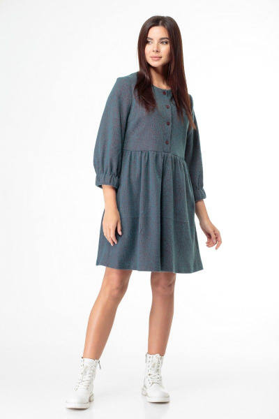 Платье свободного кроя с завышенной талией и съемным воротником Anelli 973 зеленый - фото 3