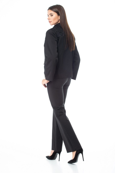 Черный жакет с кружевными вставками и молнией Anelli 978 черный - фото 6