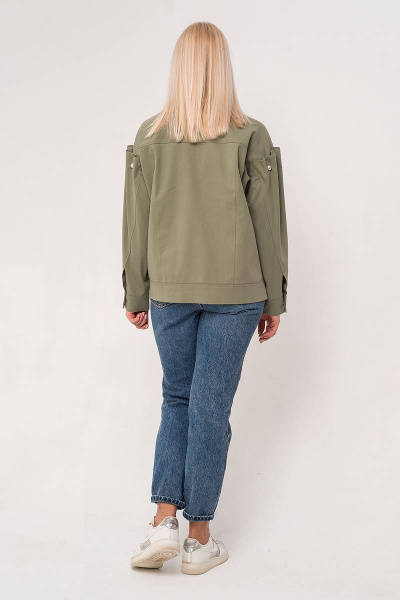 Свободный зелёный жакет с перламутровыми пуговицами Avila 0840 оливковый - фото 3