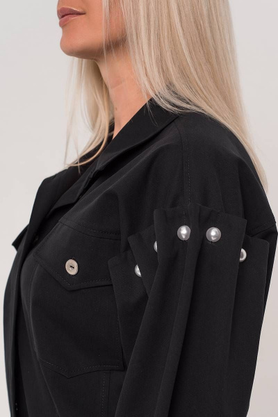 Черный свободный жакет с перламутровыми пуговицами Avila 0840 черный - фото 4
