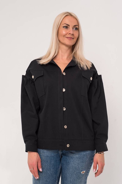 Черный свободный жакет с перламутровыми пуговицами Avila 0840 черный - фото 1