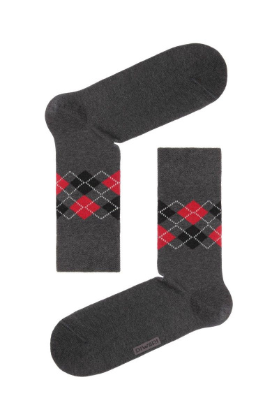 Мужские носки из хлопка с рисунками и акцентами CONTE DIWARI_HAPPY_015 темно-серый - фото 1