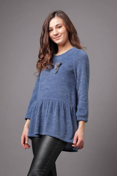 Джемпер расширенный из трикотажа, демисезон, casual стиль Соджи 466 голубой - фото 3