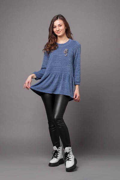 Джемпер расширенный из трикотажа, демисезон, casual стиль Соджи 466 голубой - фото 1