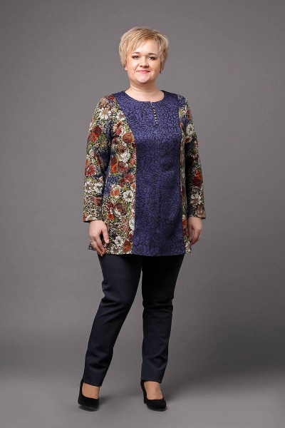 Туника полуприлегающая из текстиля, демисезон, повседневный стиль Соджи 479 синий.1 - фото 1