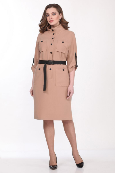 Платье с центральной застежкой и карманами из текстиля Matini 3.1471 беж - фото 6