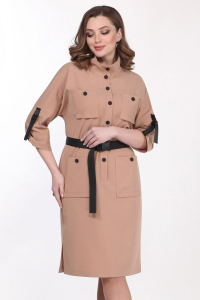 Платье с центральной застежкой и карманами из текстиля Matini 3.1471 беж - фото 2