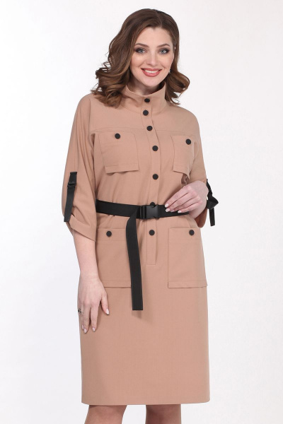 Платье с центральной застежкой и карманами из текстиля Matini 3.1471 беж - фото 1
