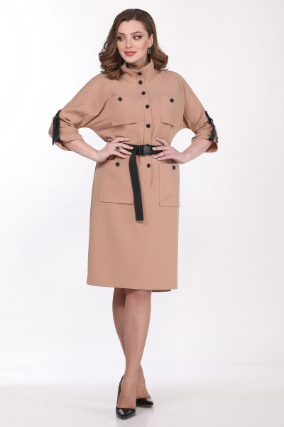 Платье с центральной застежкой и карманами из текстиля Matini 3.1471 беж - фото 5