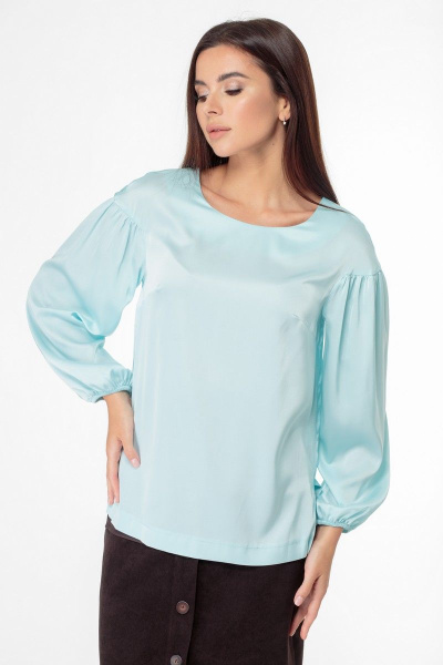 Платье прямого силуэта с V-образным вырезом, демисезон Anelli 883 голубой - фото 10