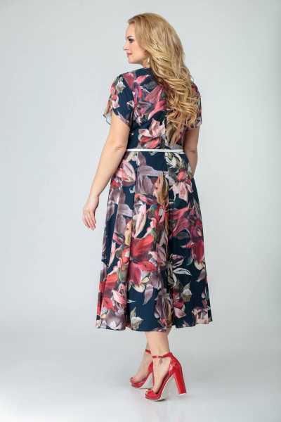 Платье Swallow 359 синий_принт_акварель - фото 4