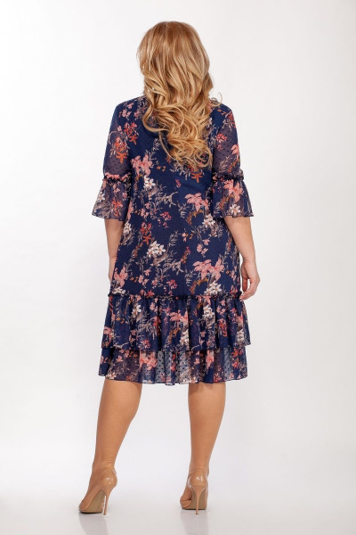 Платье Tellura-L 1554 синий+цветы - фото 2