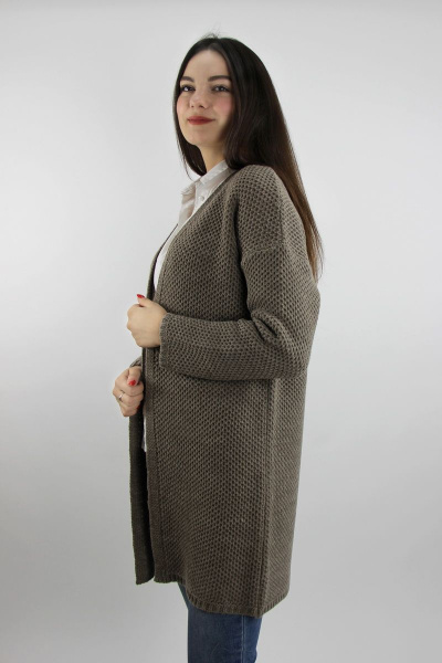 Зеленый жакет вязаный с длинным рукавом оверсайз Полесье С2931-19 9С0287-Д43 158,164 св.дюна - фото 3