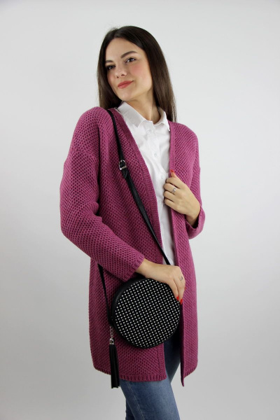 Жакет шерстяной с длинным рукавом и ластиком розовый фиолетовый Полесье С2931-19 9С0287-Д43 158,164 св.ликер - фото 3
