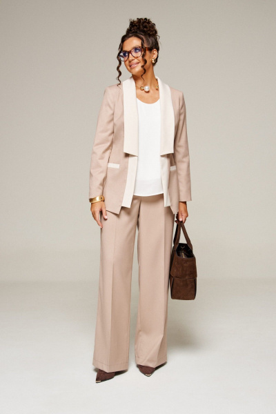 Блуза, брюки, жакет Beautiful&Free 6376 бежевый - фото 4