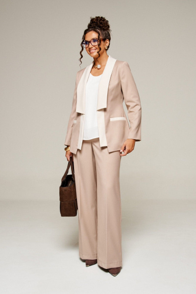Блуза, брюки, жакет Beautiful&Free 6376 бежевый - фото 5