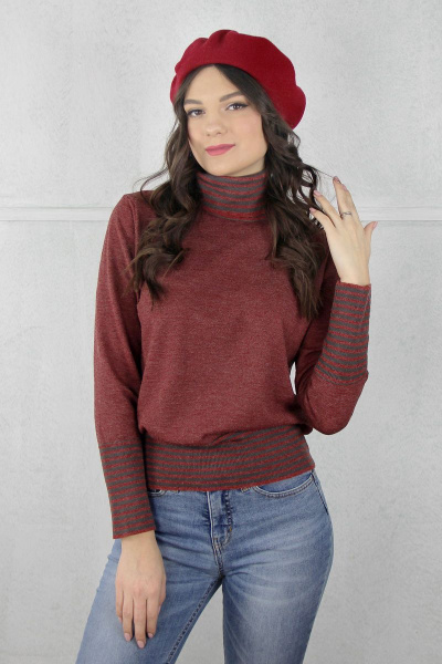 Демисезонный вязаный красный свитер с регланом Полесье С3572-20 0С2151-Д43 170,176 спелая_вишня - фото 1