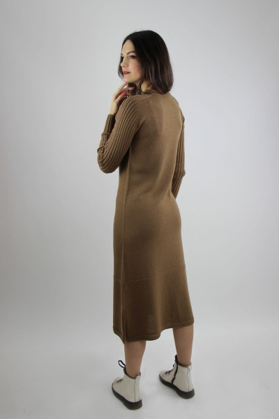 Платье шерстяное расширенное с разрезами и реглан рукавом Полесье С4568-19 9С8536-Д43 164 канифоль - фото 3