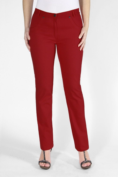 Летние зауженные брюки из джинса с эластаном Mirolia 103 бордо - фото 1