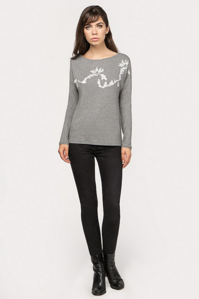 Джемпер свободный из трикотажа с вышивкой и лодочной горловиной Colors of PAPAYA 1229 - фото 3