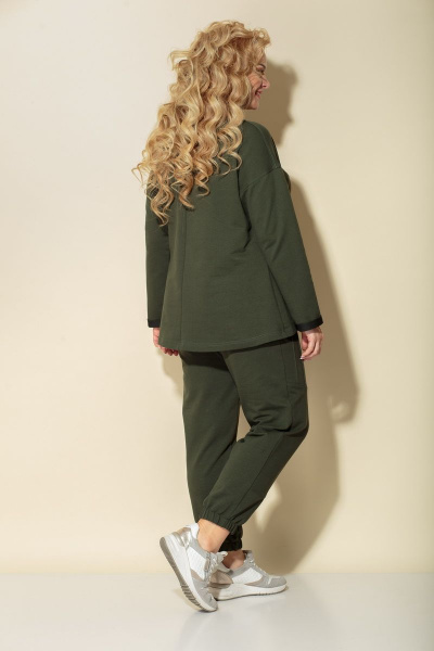 Демисезонные брюки и джемпер из трикотажа и хлопка БАГРЯНИЦА 3076 хаки - фото 3