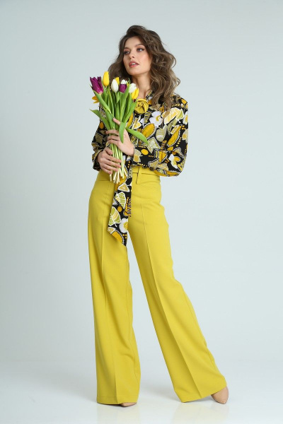 Брюки SandyNa 13917 олива-желтый - фото 6