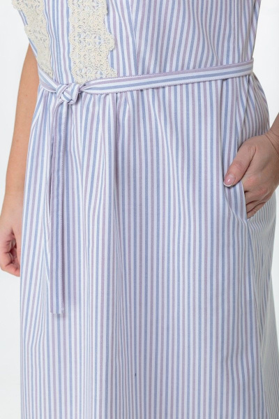 Легкое платье-бохо из премиального хлопка с разрезами Anelli 984 полоска - фото 6