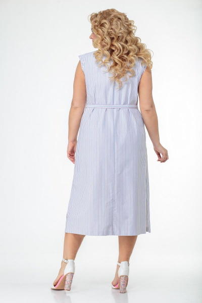 Легкое платье-бохо из премиального хлопка с разрезами Anelli 984 полоска - фото 2