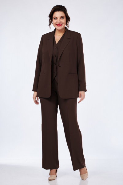Брюки, жакет, жилет Vilena 1119 шоколад - фото 2