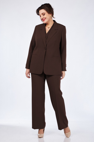 Брюки, жакет, жилет Vilena 1119 шоколад - фото 1