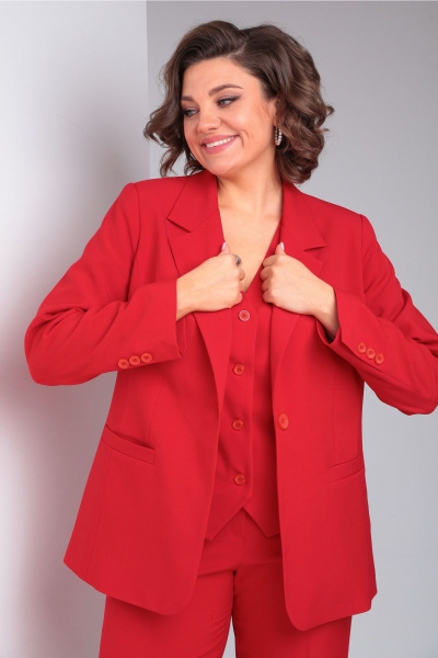Брюки, жакет, жилет Vilena 1119 красный - фото 8