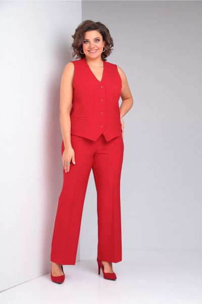 Брюки, жакет, жилет Vilena 1119 красный - фото 6