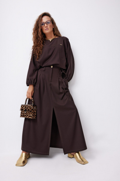 Блуза, юбка ElPaiz 1257 шоколад - фото 3