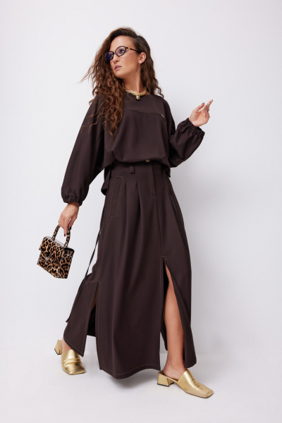 Блуза, юбка ElPaiz 1257 шоколад - фото 1