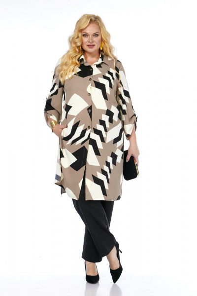 Блуза, брюки Koketka i K 1309 черный+бежевый - фото 9