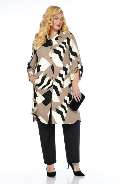 Блуза, брюки Koketka i K 1309 черный+бежевый - фото 8
