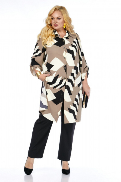 Блуза, брюки Koketka i K 1309 черный+бежевый - фото 1
