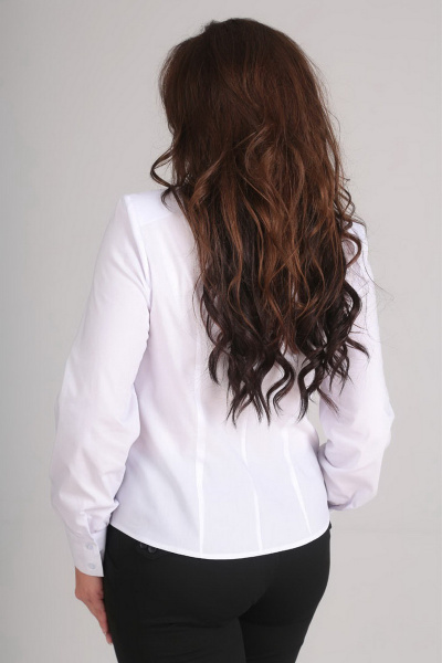 Блуза из хлопка с складками и рюшами на полочках Таир-Гранд 62318 белый - фото 2