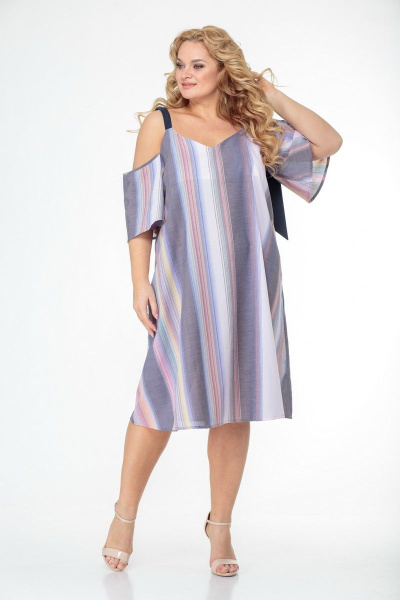 Платье-сарафан из принтованной ткани с завязками на бретелях Anelli 867 мультиколор - фото 9