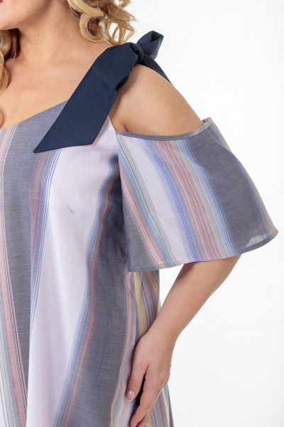 Платье-сарафан из принтованной ткани с завязками на бретелях Anelli 867 мультиколор - фото 8