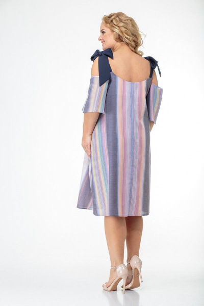 Платье-сарафан из принтованной ткани с завязками на бретелях Anelli 867 мультиколор - фото 6