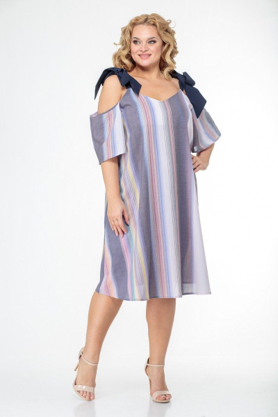 Платье-сарафан из принтованной ткани с завязками на бретелях Anelli 867 мультиколор - фото 2