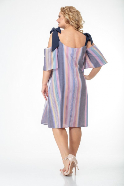 Платье-сарафан из принтованной ткани с завязками на бретелях Anelli 867 мультиколор - фото 5