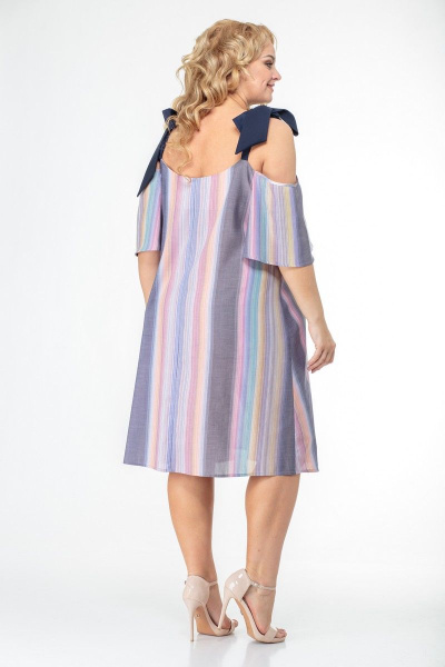 Платье-сарафан из принтованной ткани с завязками на бретелях Anelli 867 мультиколор - фото 4