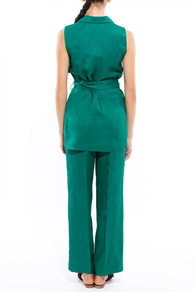 Летние брюки зауженные из текстиля, зеленого цвета Lakbi 41287 - фото 3