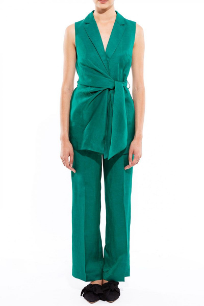 Летние брюки зауженные из текстиля, зеленого цвета Lakbi 41287 - фото 2